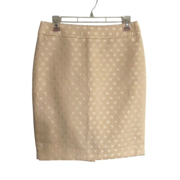 Ann Taylor Dresses & Skirts - Ann Taylor Cream Polka Dot Pencil Skirt Knee Length Size 4
